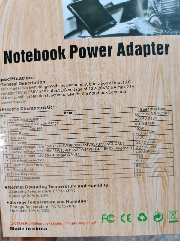 Power Adapter Chargeur Universal Alimentation 8x1 PC Portable 12-24v 120 watt