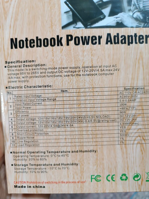 Power Adapter Chargeur Universal Alimentation 8x1 PC Portable 12-24v 120 watt